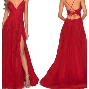 Red prom dress by LaFemme size 0